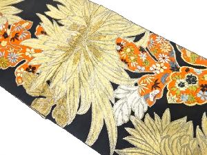 アンティーク　菊模様織り出し袋帯（材料）